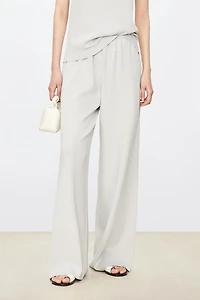 Silk-Cotton Blend Wide Trousers