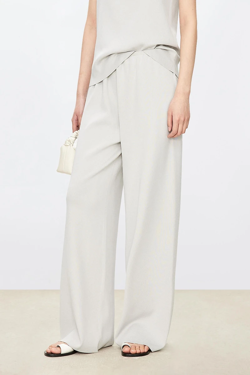 Silk-Cotton Blend Wide Trousers