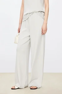 Silk-Cotton Blend Wide Trousers