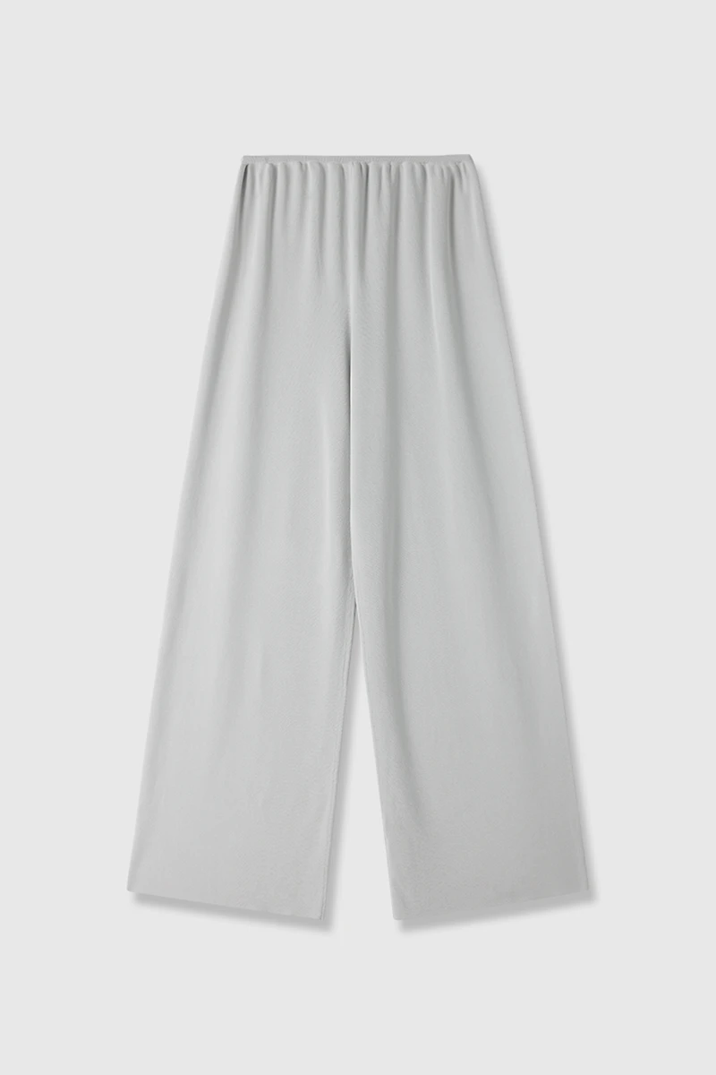 Silk-Cotton Blend Wide Trousers