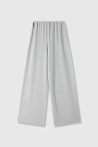 Silk-Cotton Blend Wide Trousers