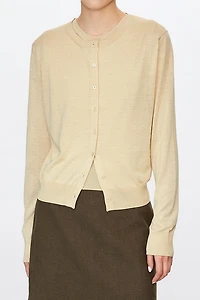 Silk Cotton Crew Neck Cardigan