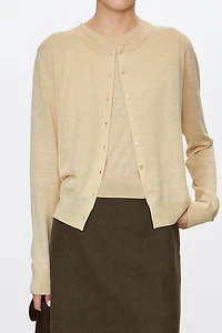 Silk Cotton Crew Neck Cardigan