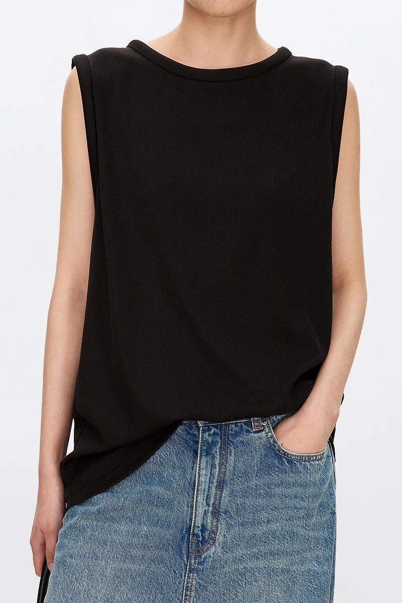 Silk Cotton Ribbed Knit Tank Top