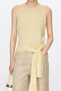 Silk Cotton Semi-Sheer Crew Neck Tank Top