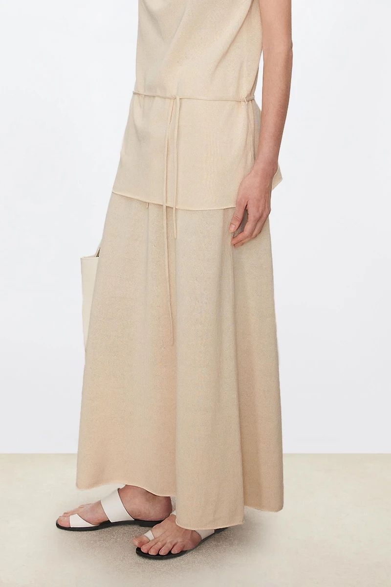 Silk-Cotton Drawstring Skirt