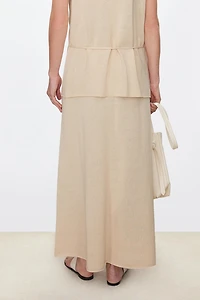 Silk-Cotton Drawstring Skirt
