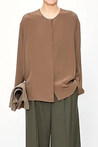 Silk Detachable Scarf Blouse