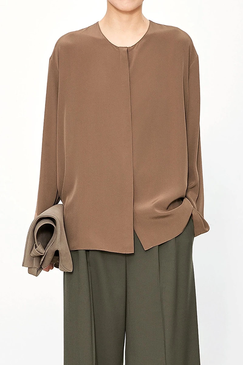 Silk Detachable Scarf Blouse