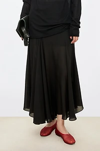Silk Double-Layer Patchwork Midi Skirt