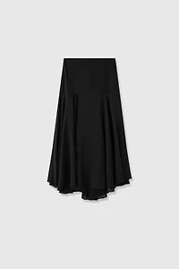 Silk Double-Layer Patchwork Midi Skirt