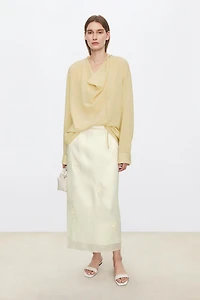 Silk Organza Satin & Lined Hand-Embroidered Thistle Beaded Skirt