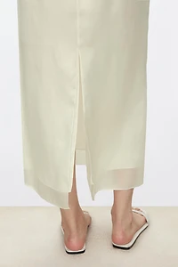 Silk Organza Satin & Lined Hand-Embroidered Thistle Beaded Skirt