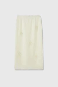 Silk Organza Satin & Lined Hand-Embroidered Thistle Beaded Skirt