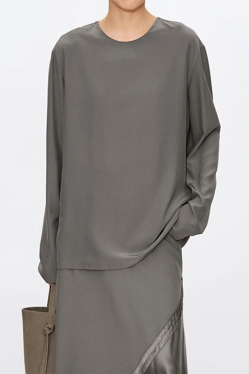 Silk Satin Double-Layer Embroidered Top