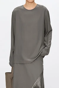 Silk Satin Double-Layer Embroidered Top