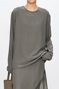 Silk Satin Double-Layer Embroidered Top