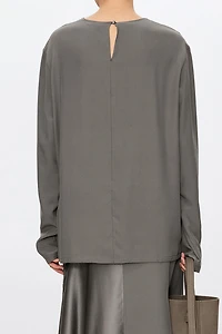Silk Satin Double-Layer Embroidered Top
