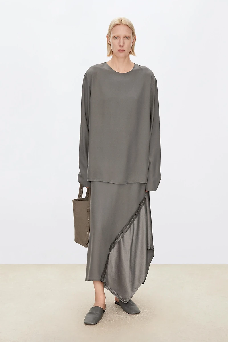 Silk Satin Double-Layer Patchwork Skirt