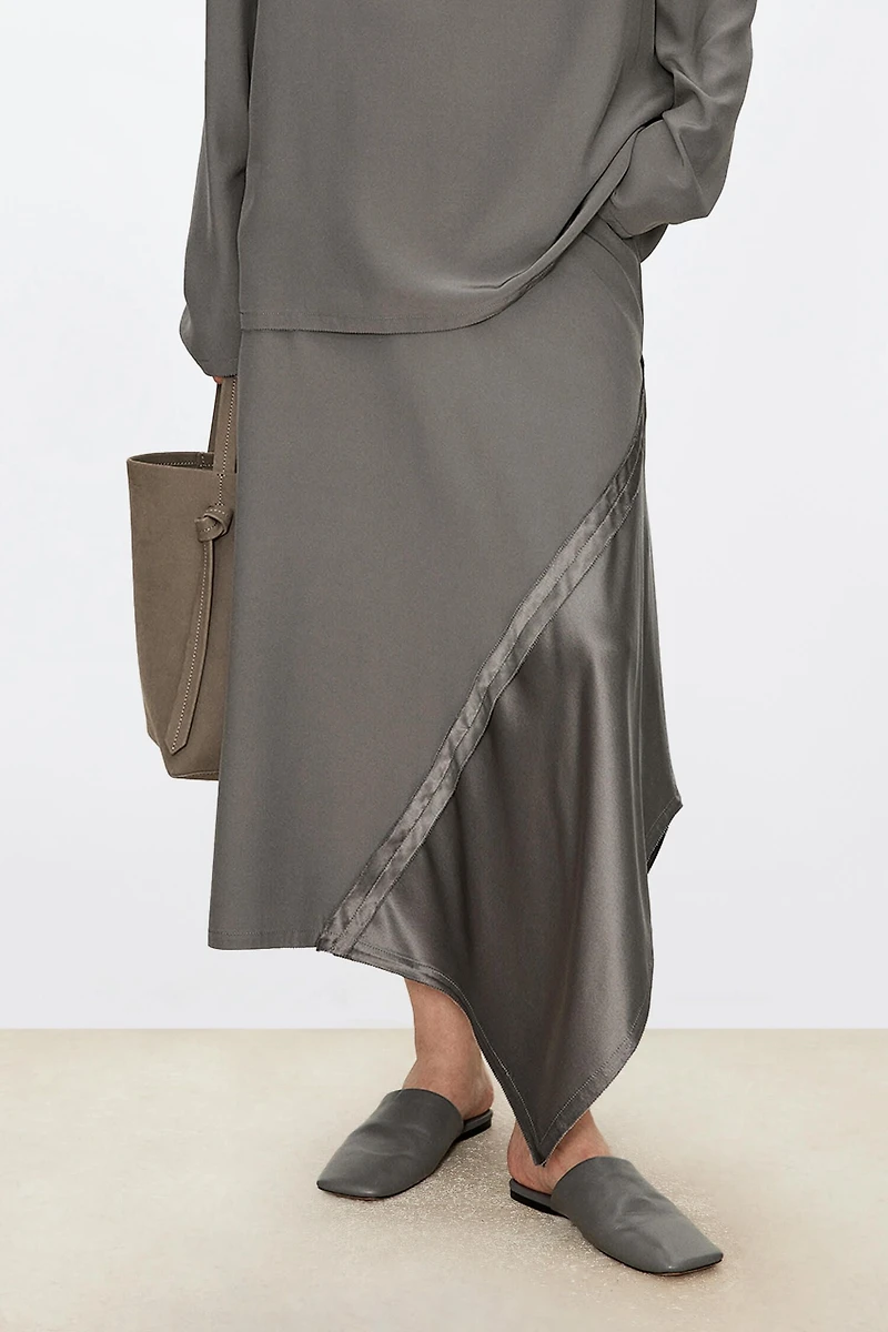 Silk Satin Double-Layer Patchwork Skirt