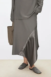 Silk Satin Double-Layer Patchwork Skirt