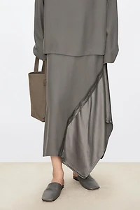 Silk Satin Double-Layer Patchwork Skirt