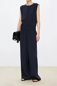 Silk Sleeveless Tapered Jumpsuit