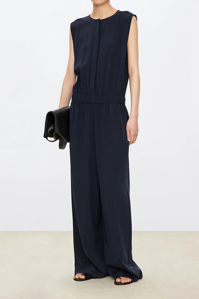 Silk Sleeveless Tapered Jumpsuit