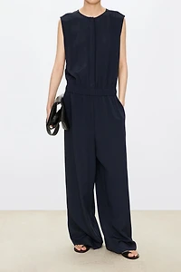 Silk Sleeveless Tapered Jumpsuit