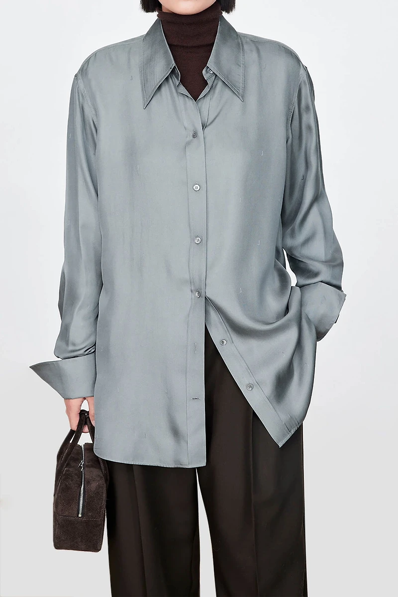 Silk Twill Printed Oversized Shirt