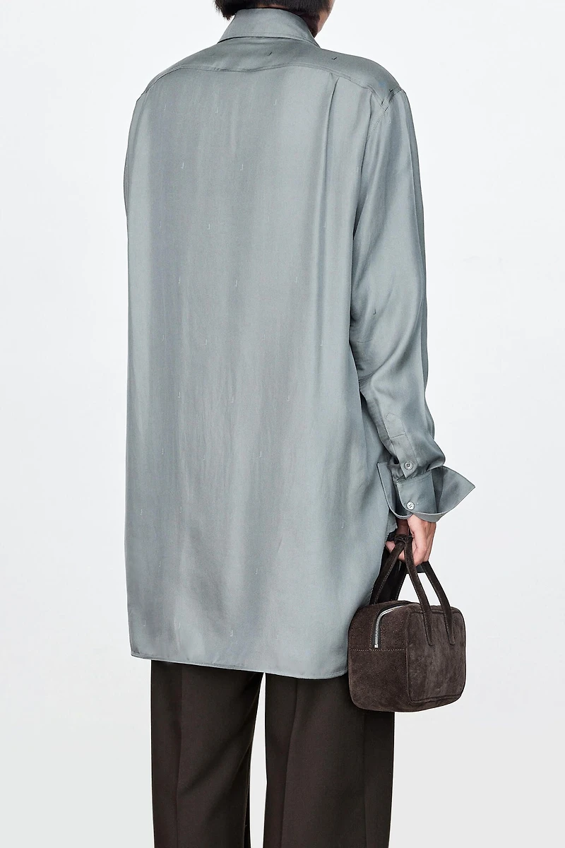 Silk Twill Printed Oversized Shirt