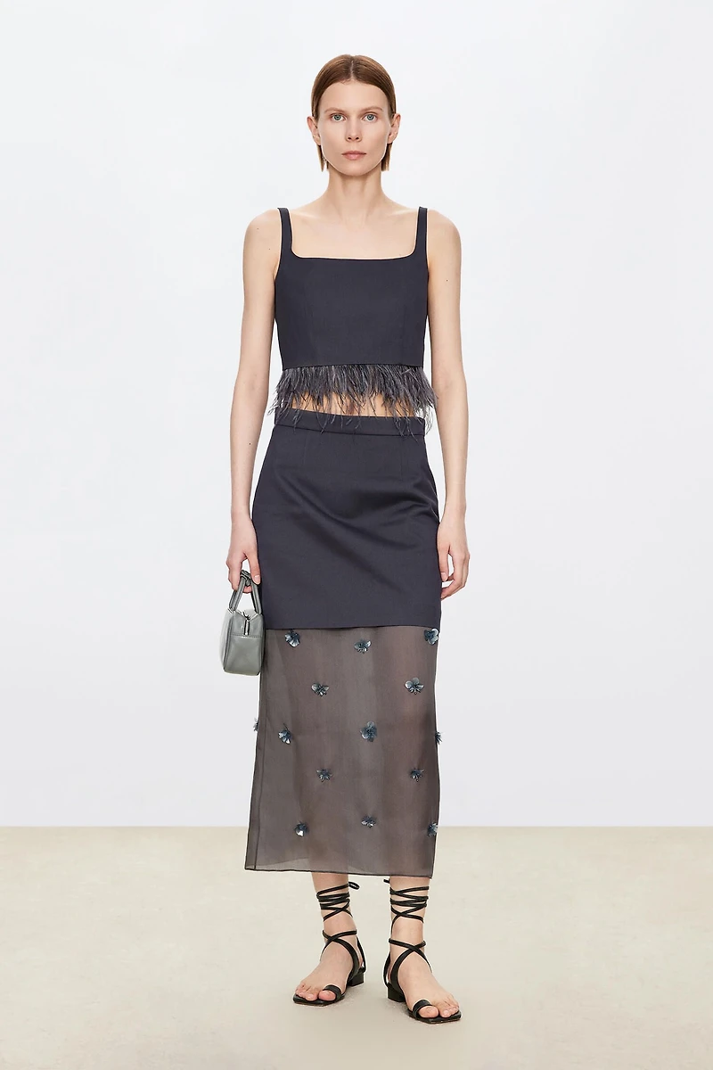 Silk Wool Crinkle Tassel Vest