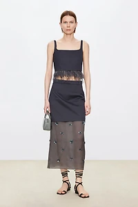 Silk Wool Crinkle Tassel Vest
