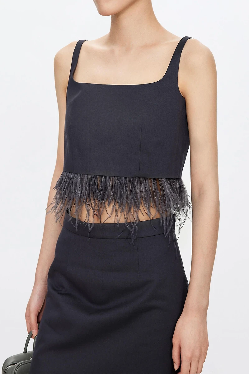 Silk Wool Crinkle Tassel Vest
