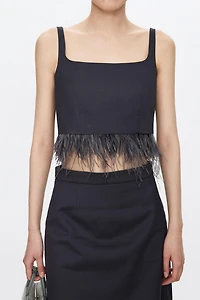 Silk Wool Crinkle Tassel Vest