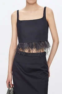 Silk Wool Crinkle Tassel Vest