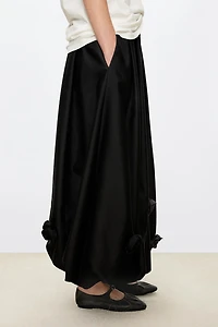Silk-Wool 3D Pleated Balloon Hem Skirt