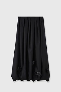 Silk-Wool 3D Pleated Balloon Hem Skirt