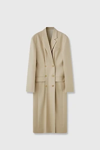 Silk-Wool Heavy Crêpe Trench-Style Coat