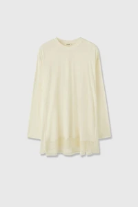 Silk-Wool Lace Hem Top