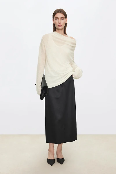 Silk-Wool Luminous Sheen Skirt