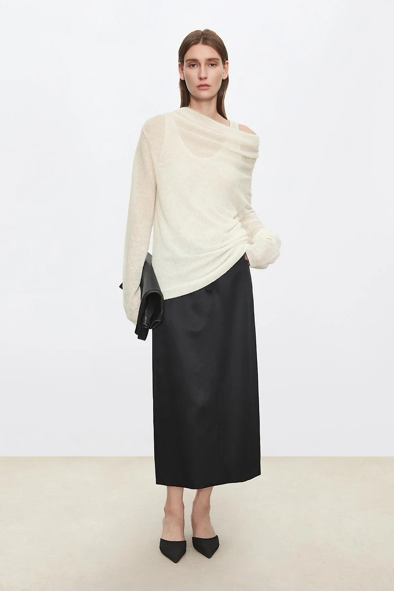Silk-Wool Luminous Sheen Skirt