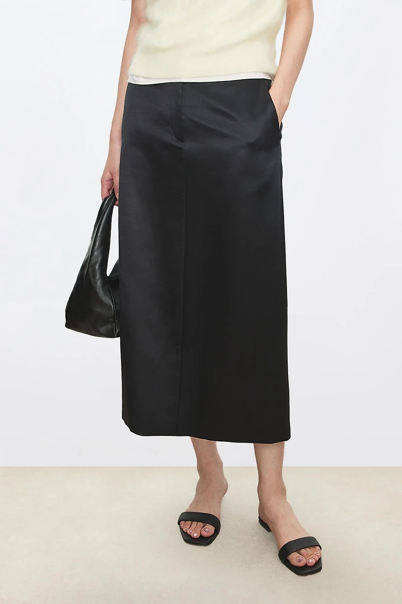 Silk-Wool Luminous Sheen Skirt