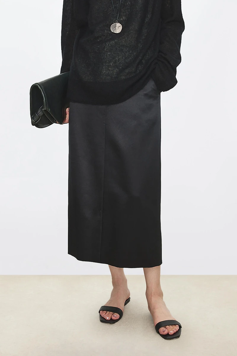 Silk-Wool Luminous Sheen Skirt