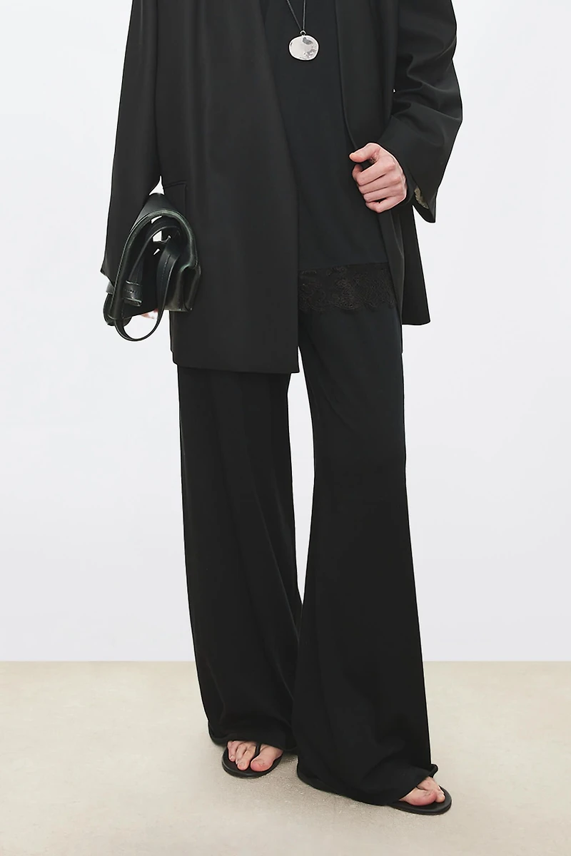 Silk-Wool Wide-Leg Trousers