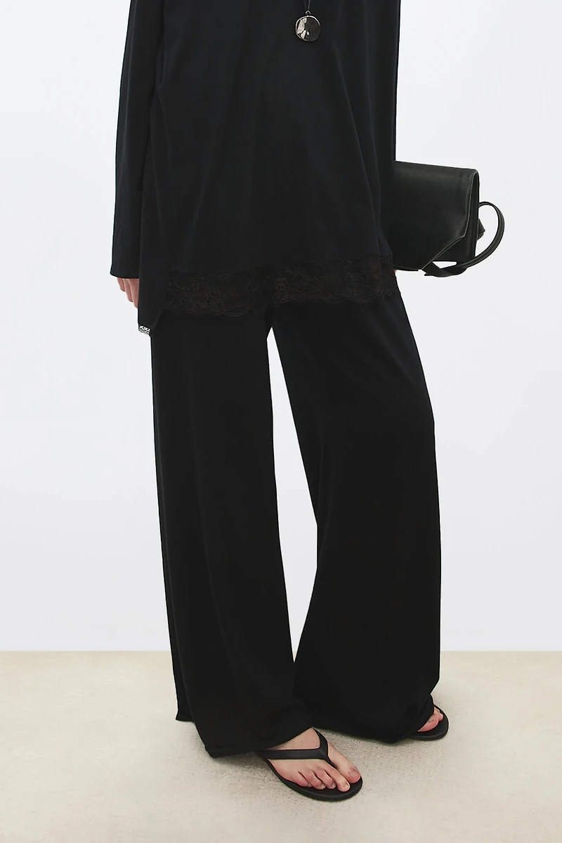 Silk-Wool Wide-Leg Trousers