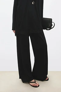 Silk-Wool Wide-Leg Trousers