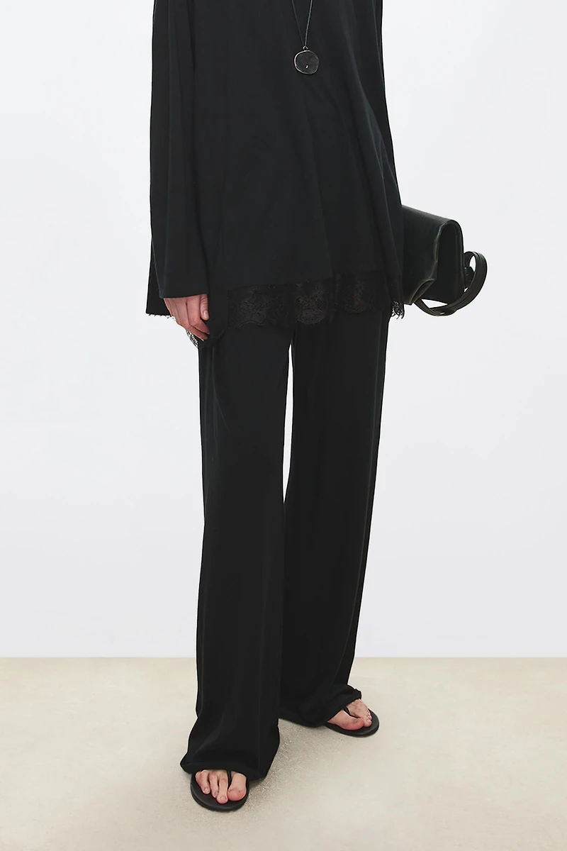 Silk-Wool Wide-Leg Trousers