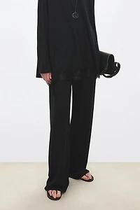 Silk-Wool Wide-Leg Trousers