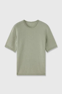 Silk & Cashmere Rolled Collar Short-Sleeve Top